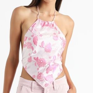 NWT LIONESS - SALUTE HALTER TOP IN PINK size Small